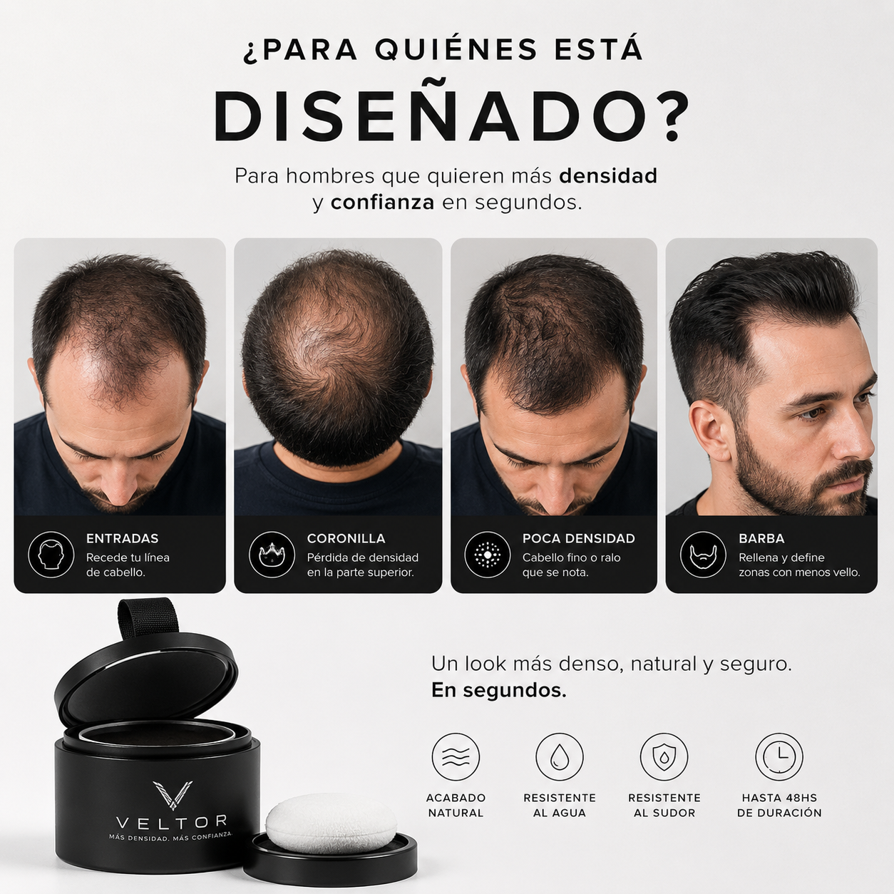 POLVO CAPILAR - MÁS PELO EN 30 SEGUNDOS, SIN QUE NADIE SE DE CUENTA